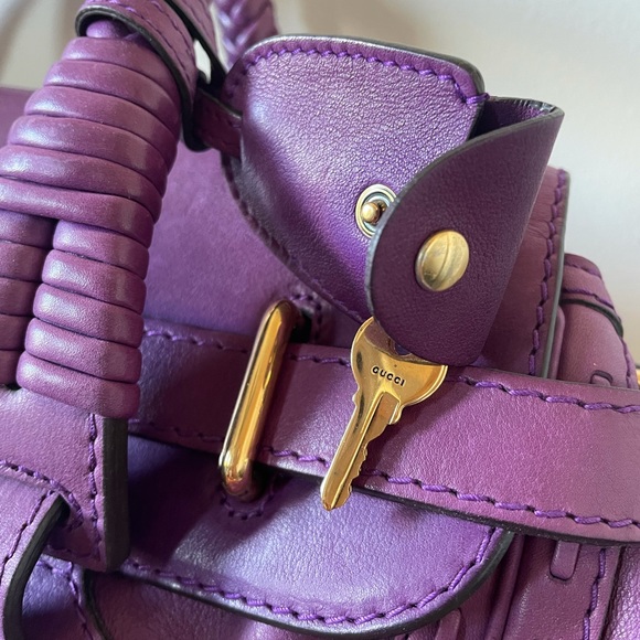 Violet purple leather gucci handmade top handle bag $3600 retail authentic - Picture 5 of 17